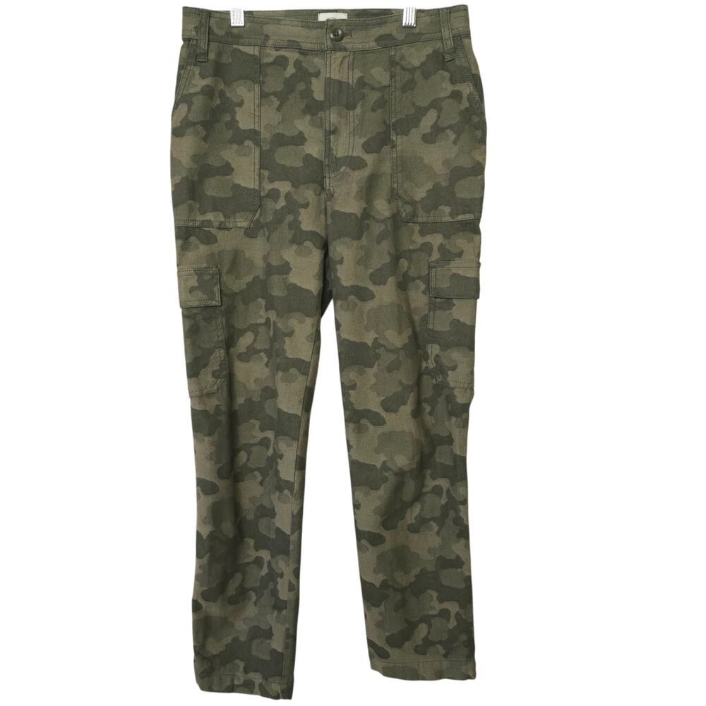 J. Crew High-Rise Jacquard Green Camo Cargo Pants 25 (Fits like 29") AJ351